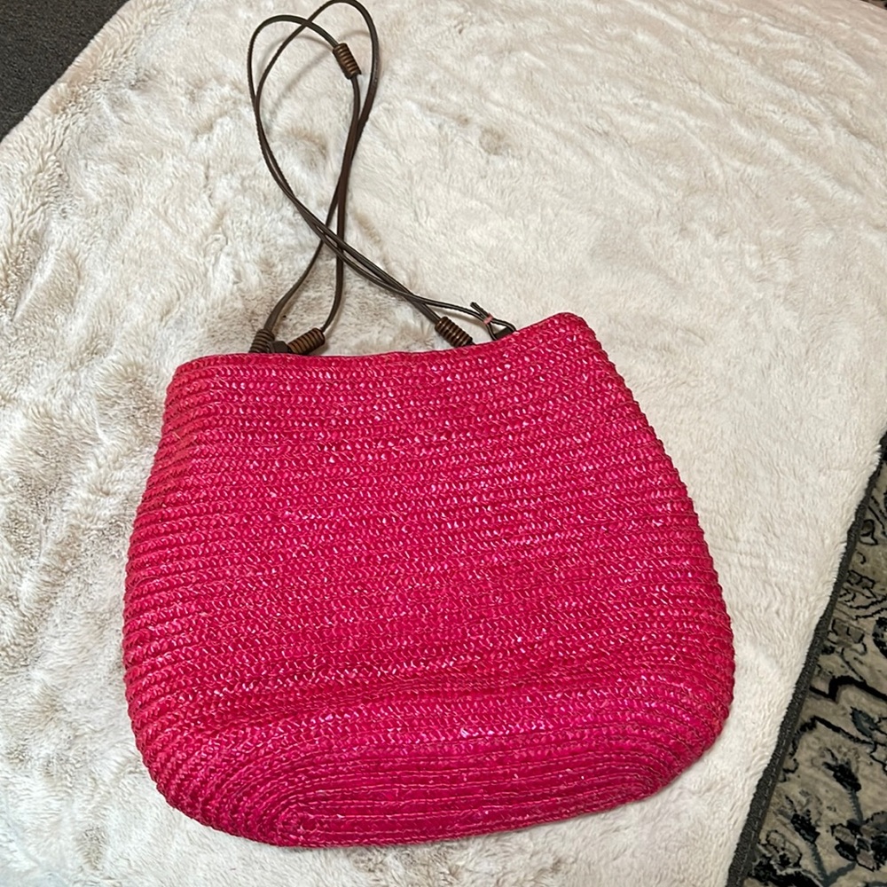 Scala collection straw purse in pink